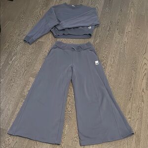 Adidas Purple Cropped Sweatshirt and Wide-Leg Pants Set